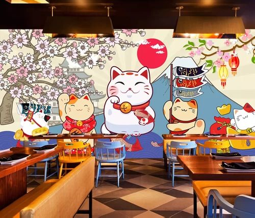 Укрио 3D обои для суши ресторан Fortune Cat Кампания кампания фон стена японская стиль дамы с картинки обои