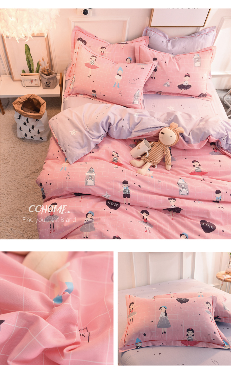 Mùa thu và mùa đông bông chải denim dày gió ấm 1,8 m đúp mục vụ bông trải giường chăn - Bộ đồ giường bốn mảnh bộ ga gối everon