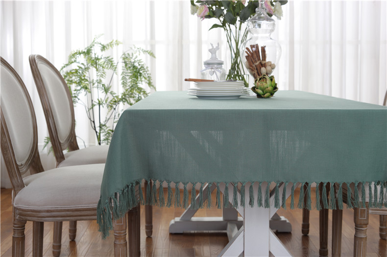 Tân Hương với khăn trải bàn bằng vải cotton và vải lanh phong cách rắn màu bàn ăn và ghế đệm đặt hình chữ nhật tùy chỉnh tua bàn cà phê vải - Khăn trải bàn khăn lót bàn phòng khách