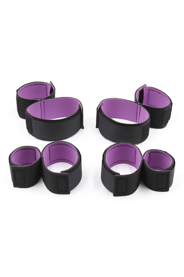 Easy leg stretch purple black sponge Velcro bondage belt M word split leg hand leg cuffs sm sex toys adult toys