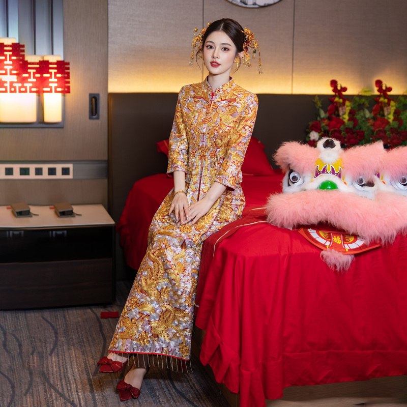 Dragon and Phoenix Wedding Dress 2026 New Style Xiuhe Dress Bride Wedding Gown Chinese Style Heavy Craftsmanship Dowry Dress Toasting Dress Royal Dress Dragon and Phoenix Wedding Dress 2026 New Style Xiuhe Dress Bride Wedding Gown Chinese Style Heavy Craftsmanship Dowry Dress Toasting Dress Royal Dress