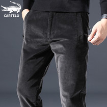 Crocodile corduroy casual pants men's Korean fashion spring and autumn loose Joker slim pants men's pants