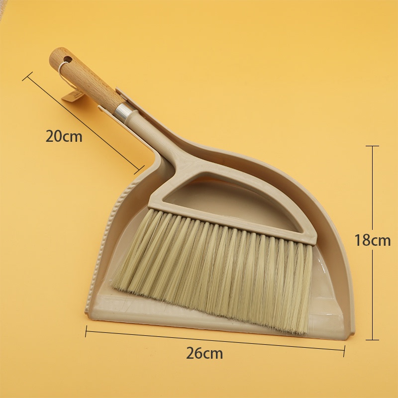 Anti-Static Wooden Handle Small Broom Floor Sofa Desktop Cleaning Crevice Dustpan Combination Set for Household Cleaning