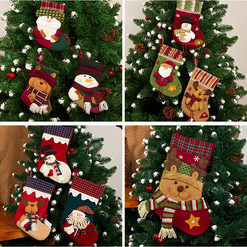 Christmas Socks Gift Bag Large Number Knit Seniors Non-woven Fabric Gift Bag Decorative Items Christmas Candy Bag-Taobao