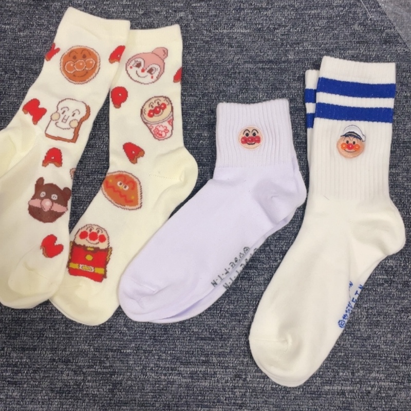 Foreign Trade Surplus Cute Cartoon Anpanman Embroidered Adult Socks Mid-Calf Socks Short Socks