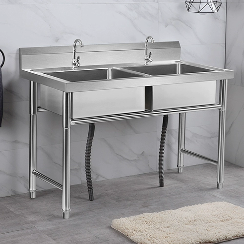 Коммерческая нержавеющая сталь Ремень для раковины Стент Двойной бассейн Санчи Кафетерий.