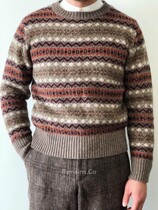 Remains Fair Island Vintage Flower Long Sleeve Sweater Shetland Island Wool Classic Knitted Pullover Men and Women