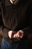 Remains Retro British Wool Alan Islands Fisherman Sweater Jacquard Weaving Heavy Flap Lap Button