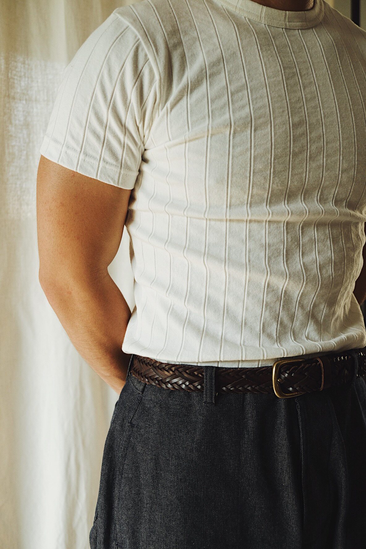 Remains elastic rostride hit bottom retro lingerie wash thickened traditional hitch close-fitting round collar T-shirt