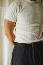 Remains Stretch Ribbed Retro Lingerie Wash Thickened Traditional Interior Round Collar