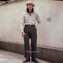 Remains 1930s Continental Heavy Wool Blend Jacquard High Waist Straight Trousers Antique Fabric Non-BBJ