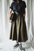 Remains military pants restructured long skirt retro high waisted skirt Vintage deconstruction REMAKE