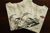 Remains Imports American Cotton 50s Flying Saucer Printed Retro Bamboo Festival Cotton Short Sleeve Compassionate