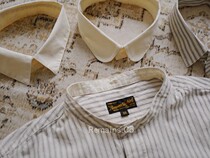Remains Japanese imported fabric convertible collar vintage long sleeve striped shirt with three collars
