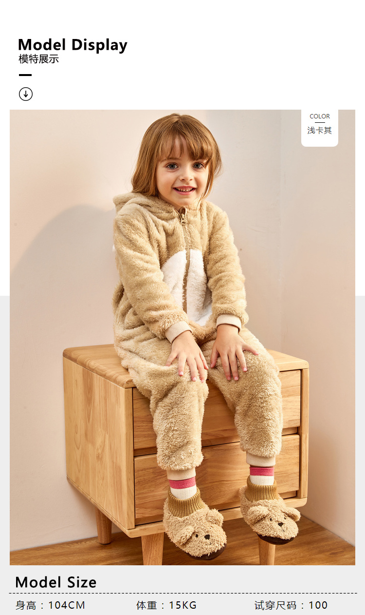 Mini Balla Balla quần áo trẻ em nhà jumpsuit mùa đông mới dày nam và nữ đồ ngủ bé flannel bộ body bé trai