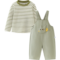Mini Bala Overalls Long Sleeve Suit Boys and Girls Baby Fashion T-Shirt Two-piece Set Cute Style 2024 New