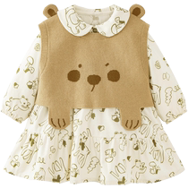 (Same style in the mall) Mini Balabala Girls Suit Long Sleeve Skirt Baby Cotton Vest Dress Set