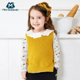 Маленький свитер для девочек, осенний трикотажный детский жилет без рукавов, оверсайз