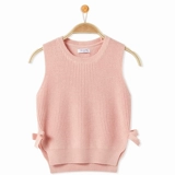 Маленький свитер для девочек, осенний трикотажный детский жилет без рукавов, оверсайз