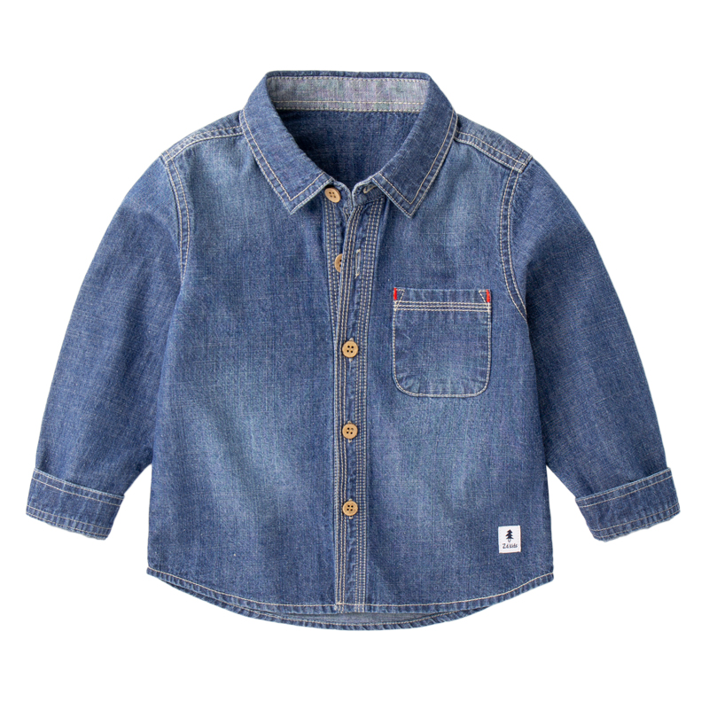 Trẻ em Denim Shirt 2019 mùa xuân mới Hàn Quốc phiên bản 10 10-pack dài tay áo sơ mi bé mùa xuân váy trẻ em.