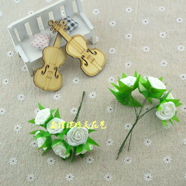 DIY bọt cuộn hoa hồng mô phỏng bọt hoa với lá hoa handmade vòng hoa trang trí với hoa 2,5cm - Hoa nhân tạo / Cây / Trái cây bình hoa giả đẹp để phòng khách