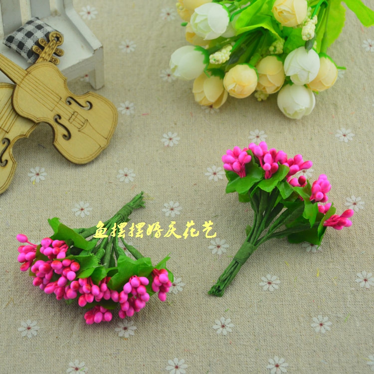 Tự làm vòng hoa mô phỏng vật liệu bó hoa stamen hoa gai đầu trang trí trâm cài cổ tay hoa kẹo hộp trang trí - Phụ kiện tóc cột tóc scrunchies