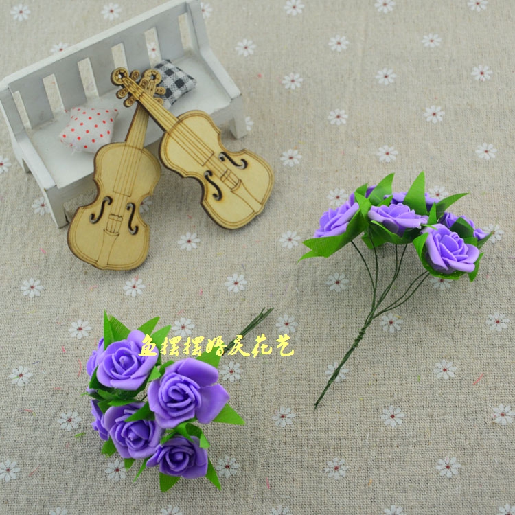 DIY bọt cuộn hoa hồng mô phỏng bọt hoa với lá hoa handmade vòng hoa trang trí với hoa 2,5cm - Hoa nhân tạo / Cây / Trái cây bình hoa giả đẹp để phòng khách