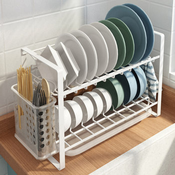Kitchen dishes, dishes, chopsticks, drain rack, drying bowls, storage rack, very narrow, small size countertop drain bowl storage rack
