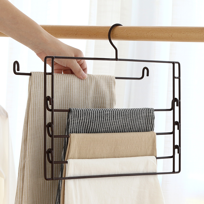 Multi-function multi-layer pants rack Pants hanger Household incognito magic pants clip removal pants hanger Wardrobe storage artifact