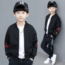 Boys coat autumn wear 2021 new children plus velvet padded medium boy jacket boys autumn and winter baseball suit