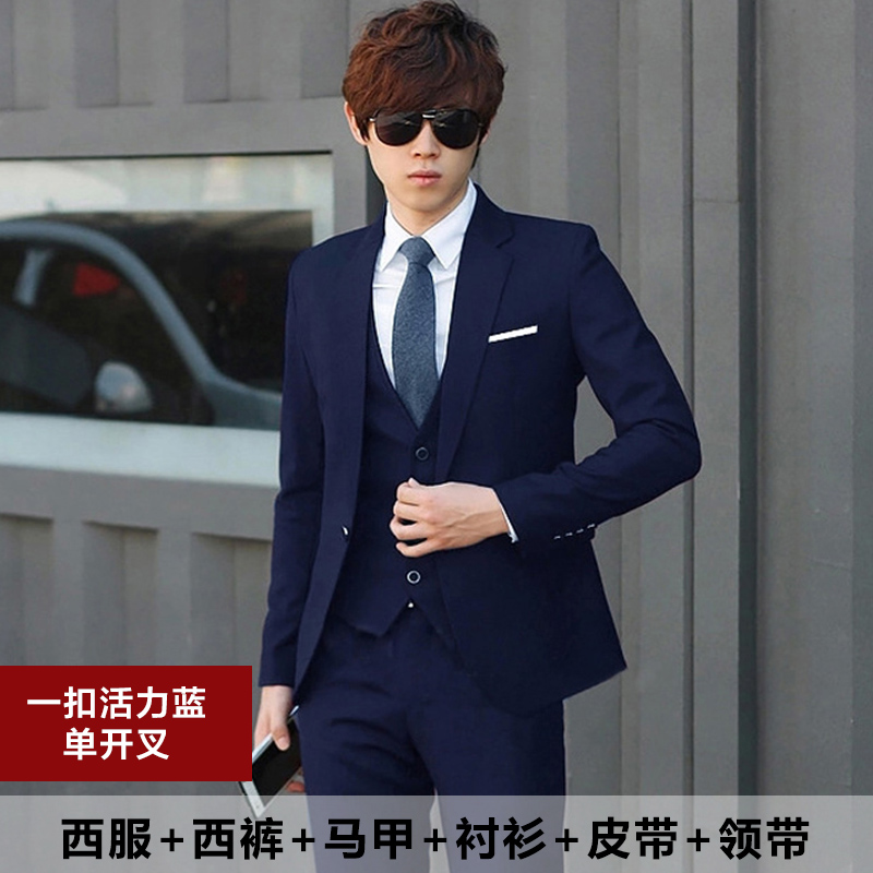 Suit phù hợp với nam giới ba mảnh bộ mùa thu và mùa đông kinh doanh trang phục chuyên nghiệp Xiaoxi trang trí đầm đầm cưới chú rể