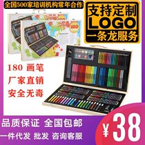 180 wooden box childrens paintbrush suit gift box 150 Kindergarten elementary school students water color pen suit painting washable water