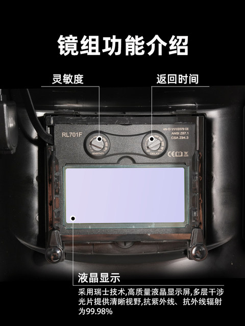 Ruilin Rl701F Welding Mask, Automatic Darkening, Argon Arc Welding, Head-Mounted Welder-Specific Welding Helmet, Anti-Sunburn