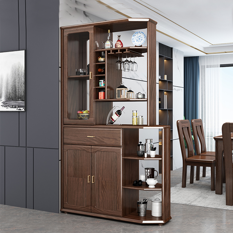 Zhxiang Furniture New Chinese Gold Silk Sandalwood Solid Wood Wine Cabinet Room Cabinet Door Hall Cabinet Decorated Partition Double Sided Containing Cabinet