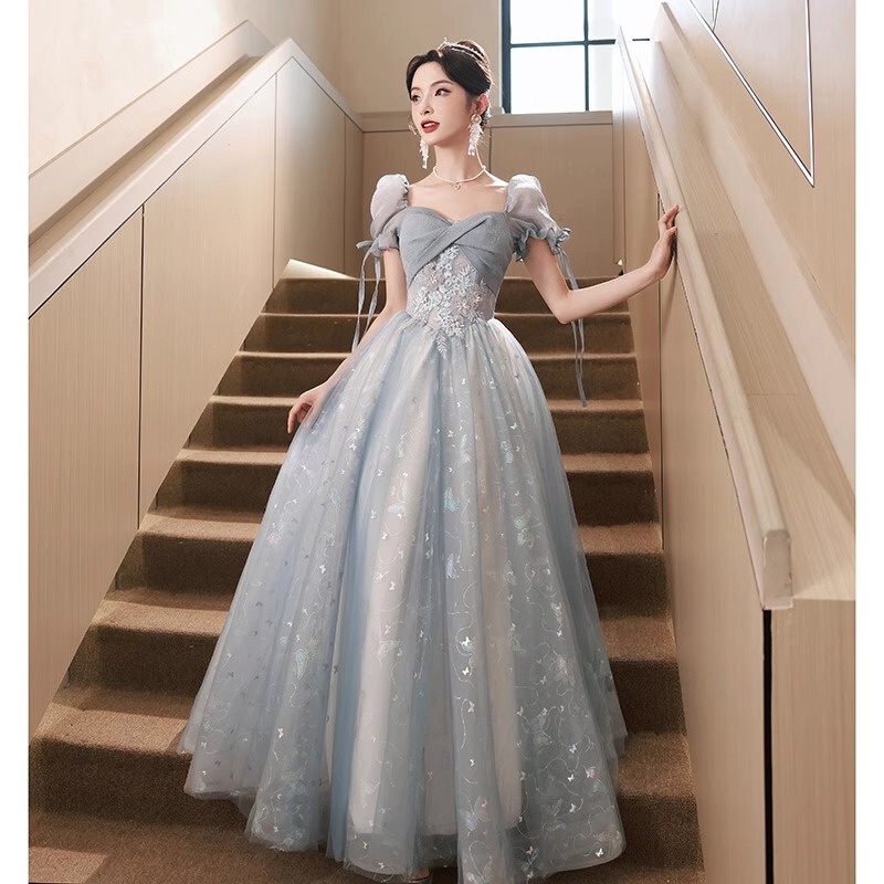 Blue Evening Dress 2026 New High-End Banquet 18-Year-Old Coming-Of-Age Ceremony Princess Dress Student Host Performance Costume