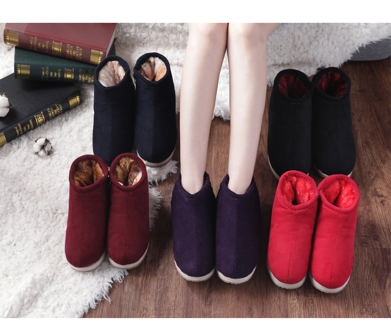 Mùa đông handmade nam nữ ấm giày cotton nhà ấm cotton dép văn phòng giày ấm giày dày cotton chống trượt - Trang chủ dép đi trong nhà dễ thương