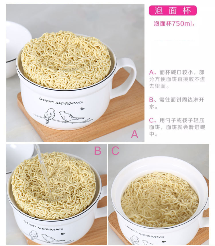 Nhật phong cách bát lớn bát dễ thương sáng tạo phim hoạt hình ngay lập tức cốc cốc với bát cơm hộ gia đình bộ đồ ăn bằng gốm dĩa trắng