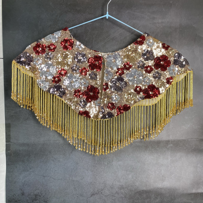 Cheongsam Red Gold Tassel Wedding Engagement Sequin Short Red Burgundy Shawl Wrap Short Style Cheongsam Red Gold Tassel Wedding Engagement Sequin Short Red Burgundy Shawl Wrap Short Style