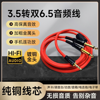 3.5 to Dual 6.5 Audio Cable 3.5 to 6.5 Cable for Mobile Phone and Computer to Connect to Mixer Monitor Speaker Audio Cable
