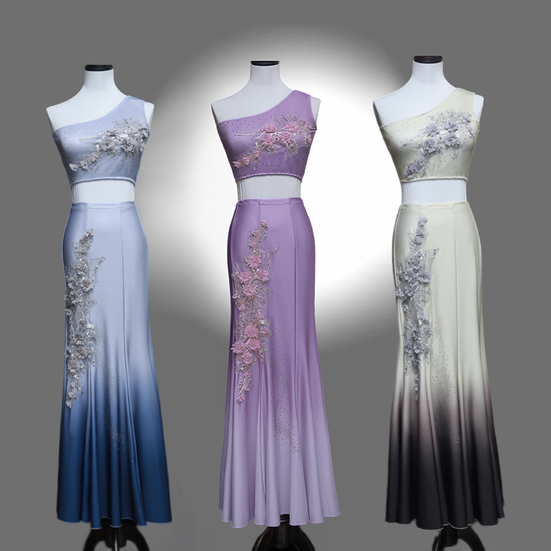 女性用の新しいダイダンスパフォーマンス衣装、芸術試験グラデーションフィッシュテールスカート、雲南孔雀ダンススリム練習スカート