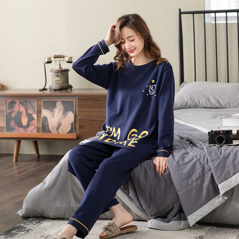 Pajamas for Fat Girls, Spring, Autumn and Winter Pure Cotton Long-Sleeved Suit Plus Fat Plus Size 110kg Loose Home Clothes 5XL