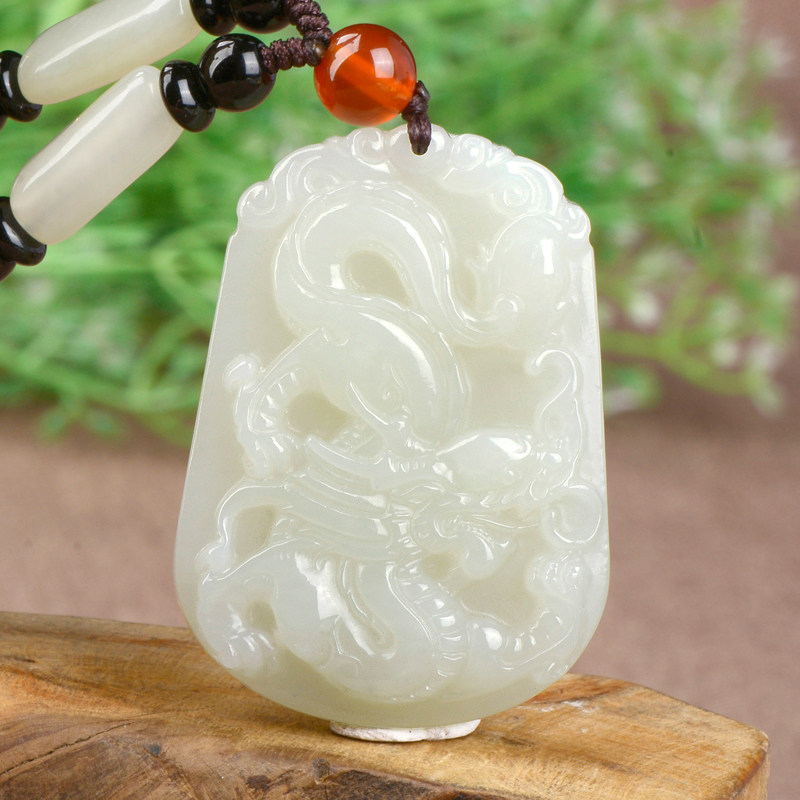 Natural and Tian jade pendant white jade dragon and jade pendant jade pendant male and female duozodiac jade necklace jade necklace