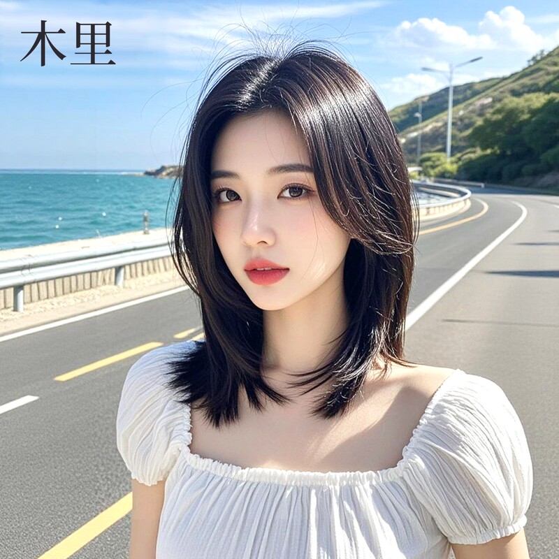 Muli Full Head Wig for Women, Real Human Hair, No Hair Net, High-End Collarbone-Length Hair, Natural Invisible Medium-Length Wig