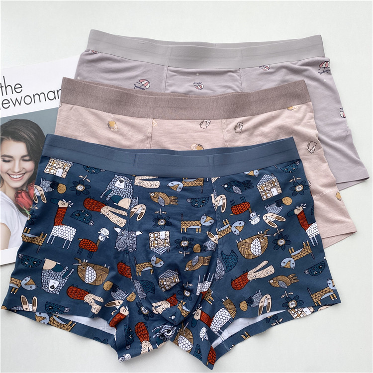 Exit Order 5S No Marks Integrated Cartoon Cartoon Youth Comfortable pro-skin Breathable Elastic Men Flat Four-corner Underpants