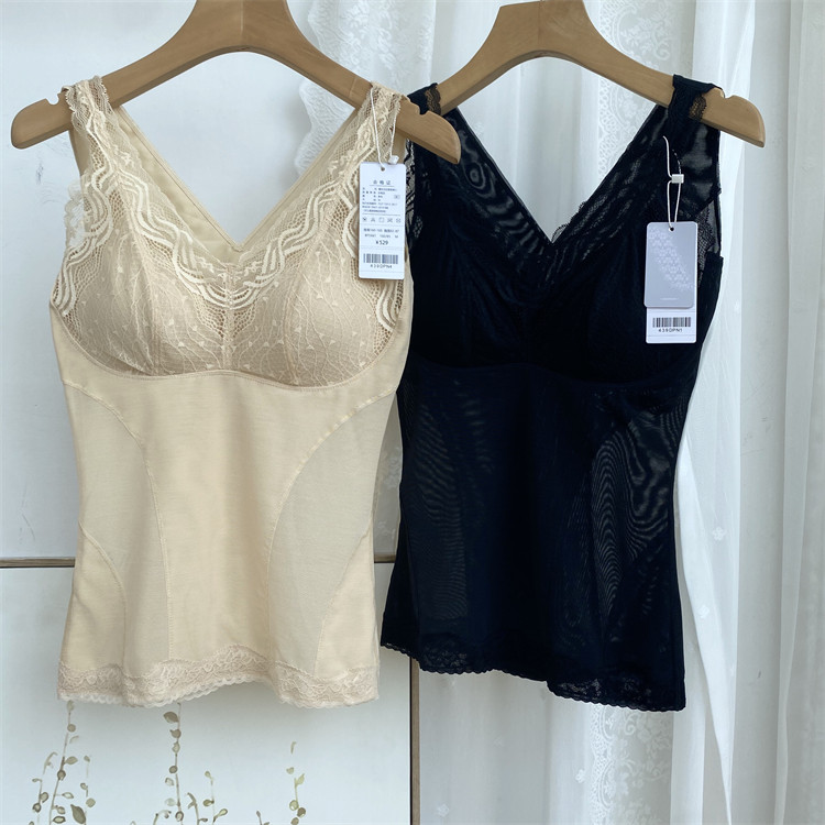 Hua Song * High-end free steel ring detachable chest cushion one-piece lace plastic body pressurized casser-free to wear underwear vest-Taobao