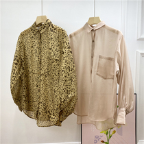 Japanese single S * Y pure original cut label summer perspective thin BAO WEN lapel art transparent loose sunshade shirt woman