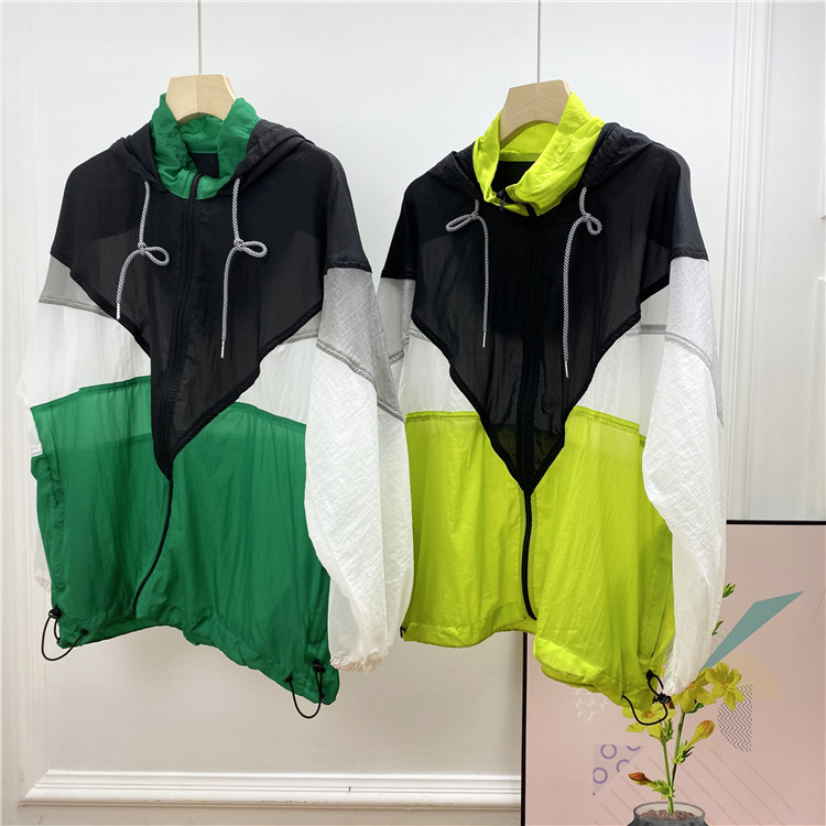 Anti-UV THIN LADY SUNSCREEN EASY TO THIN EVEN CAP FOREIGN PIE COLLISION COLOR LIGHT AND THIN BREATHABLE JACKET