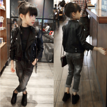 Parent-child clothing autumn and winter leather clothing Childrens thin plus velvet thick boys and girls Korean slim-fit short mother-child mother-daughter jacket