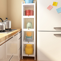 Nip Containing Cabinet Kitchen Narrow Slit Shelve floor Multilayer with door Refrigerator slit pan with pan frame ultra narrow storage