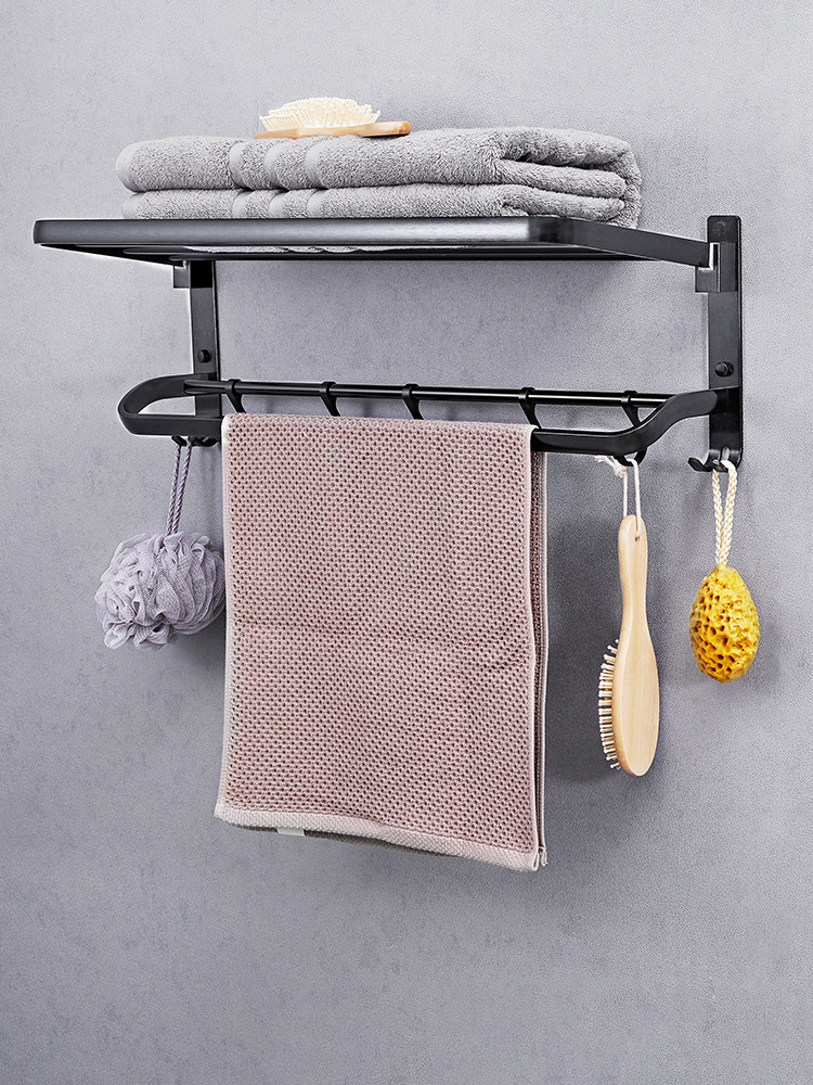 Free hole towel rack Bathroom powder room shelf Wall-mounted bathroom toilet triangle storage artifact supplies Daquan